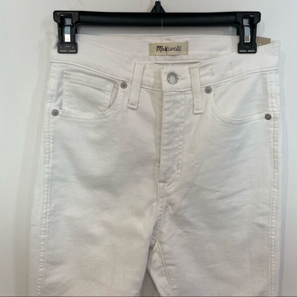 Madewell White 10" High-Rise Jeans Summer Strecth Crop Ankle Denim Pants - Picture 6 of 11